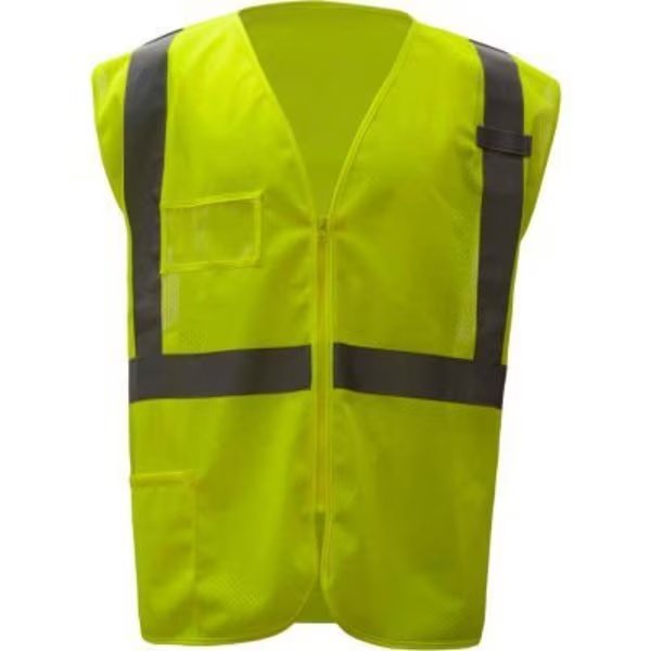 GSS Safety Standard Class 2 Mesh Zipper Safety Vest-Lime-L/XL, Gss Safety, Mfr#: 1009-L/XL